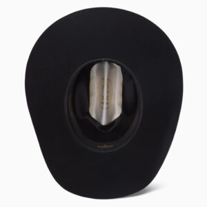 A shot of the underbrim on a Resistol 6X Midnight Black Cowboy Hat.