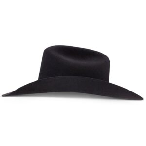 A profile look at the Resistol 6X Ox Bow Black - George Strait Cowboy Hat.