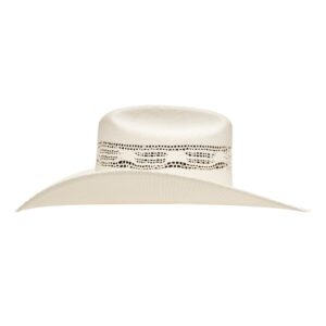 A profile look at the Resistol 7X Anders Natural Straw Cowboy Hat.