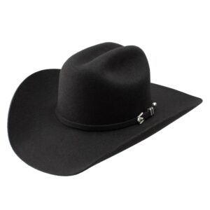 A 3/4 turned Stetson Apache 4X Black Cowboy Hat.