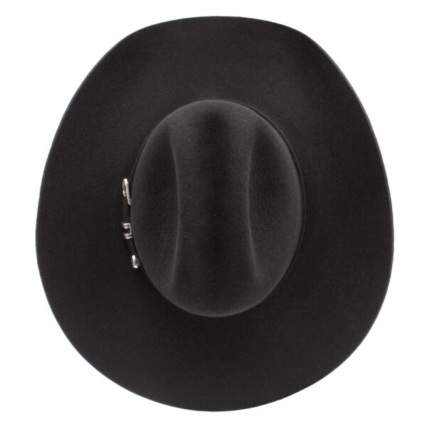 A look at the crown of a Stetson Apache 4X Black Cowboy Hat.