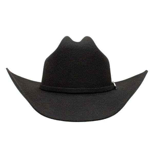 A front-facing look at the Stetson Apache 4X Black Cowboy Hat.