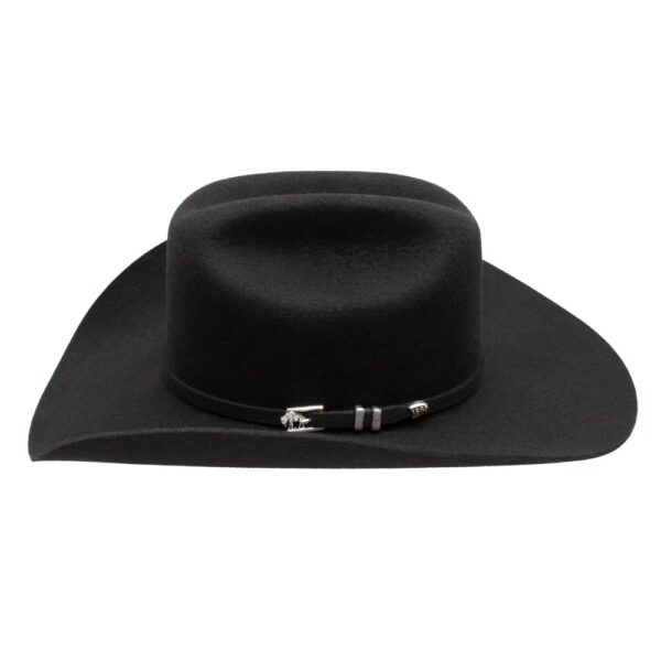 A profile look at the Stetson Apache 4X Black Cowboy Hat.