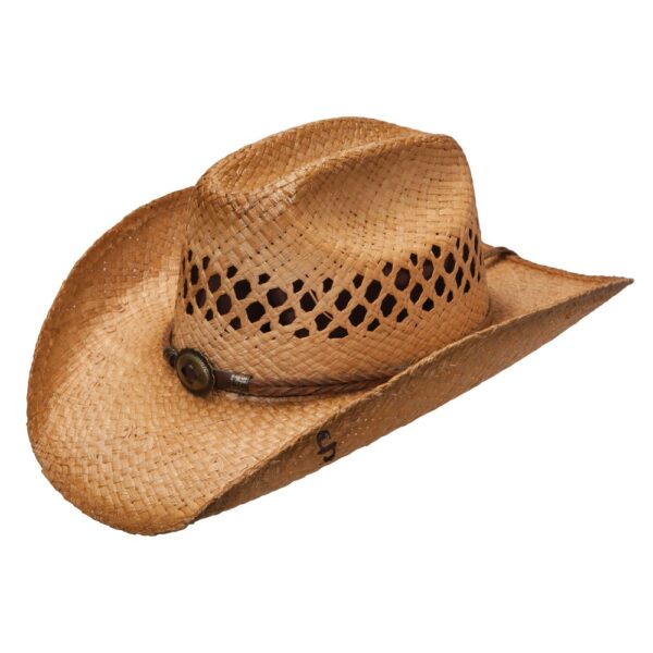 A 3/4 turned Stetson Big River Sweated Cowboy Hat.