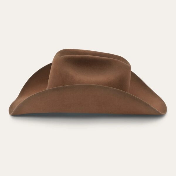 A profile look at the Stetson Boss of the Plains 6X Assorted Brown Cowboy Hat.