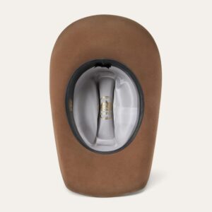 A shot of the underbrim on a Stetson Boss of the Plains 6X Assorted Brown Cowboy Hat.