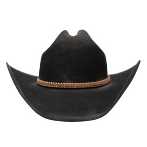 A front-facing look at the Stetson Boss of the Plains 6X Assorted Black Cowboy Hat.