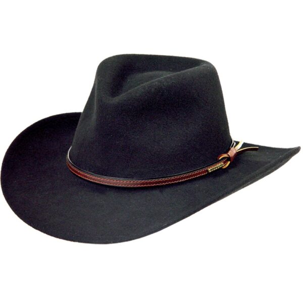 A 3/4 turned Stetson Bozeman Black Outdoor Hat.