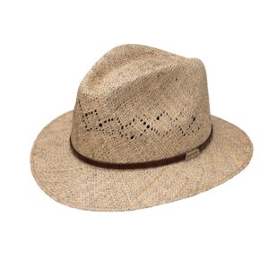 A 3/4 turned Stetson Creston Brown Straw Outdoor Hat.