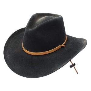 A 3/4 turned Stetson Kelly Black Cowboy Hat.