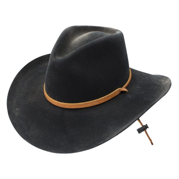 A 3/4 turned Stetson Kelly Black Cowboy Hat.