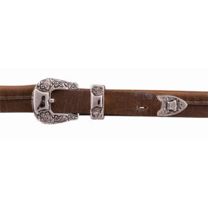 A closeup look at the hatband on a Stetson Seneca 4X Silver Sand Cowboy Hat.