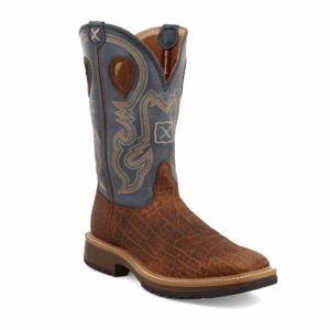 A 3/4 turned Twisted X Men's 12" Distressed Saddle and Peacock Horseman Western Boot.