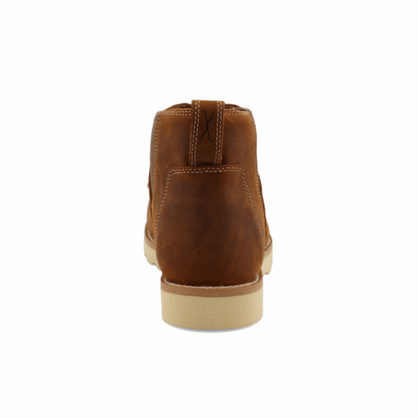 A look at the back and heel of a Twisted X 4" Chelsea Wedge Sole Nano Composite Toe Work Boot.