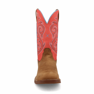A forward-facing look at Twisted X Women's Distressed Saddle and Salmon Tech X Western Boot.