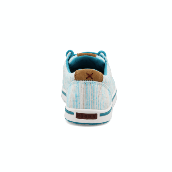 A look at the back and heel of a Twisted X Kid's Multi Blue Hooey Loper Casual Shoe.