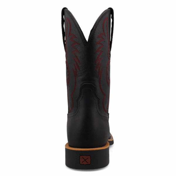 A look at the back and heel of a Twisted X Men's 11" Black Tech X Western Boot.