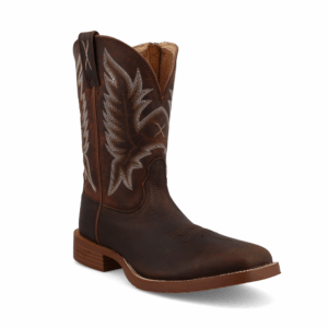 A 3/4 turned Twisted X Men's 11" Tobacco Brown and Adobe Tech X Western Boot.
