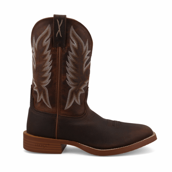 A right profile facing Twisted X Men's 11" Tobacco Brown and Adobe Tech X Western Boot.
