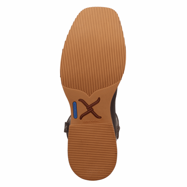 The sole of a Twisted X Men's 11" Tobacco Brown and Adobe Tech X Western Boot.
