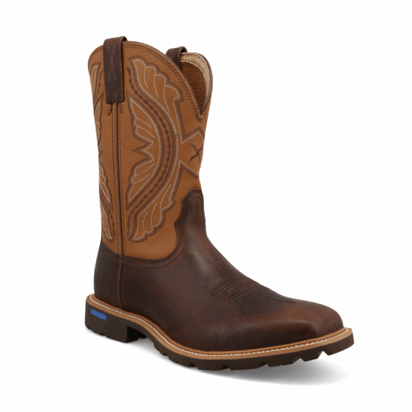 A 3/4 turned Twisted X Men's 11" Tortoise Shell and Adobe Tech X Western Boot.