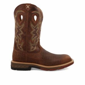 A right profile facing Twisted X Men's 12" Tan Nano Composite Toe Western Work Boot.