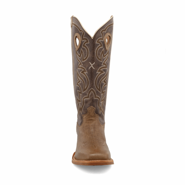 A forward-facing look at Twisted X Men's 16" Brown Buckaroo Western Boot.