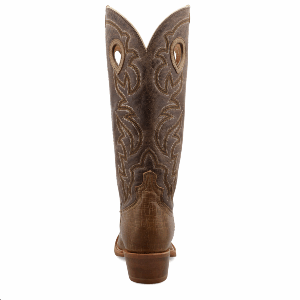 A look at the back and heel of a Twisted X Men's 16" Brown Buckaroo Western Boot.
