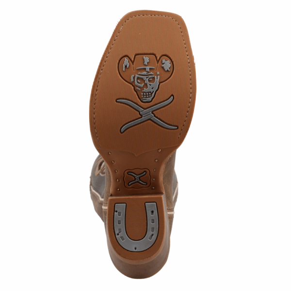 The sole of a Twisted X Men's 16" Brown Buckaroo Western Boot.
