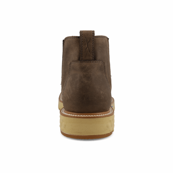 A look at the back and heel of a Twisted X Men's 4" Nano Composite Toe Work Chelsea Boot.