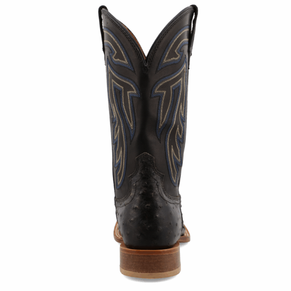 A look at the back and heel of a Twisted X Men's Black Ruff Stock Full Quill Ostrich Western Boot.