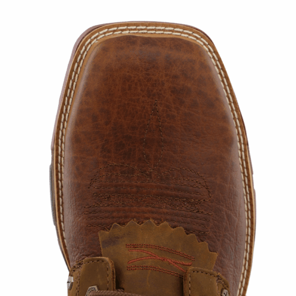 An overhead look at the Twisted X Men's Distressed Saddle Waterproof Alloy Toe Work CellStretch Lacer.