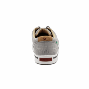 A look at the back and heel of a Twisted X Men's Grey Nano Composite Safety Toe Work Kicks.