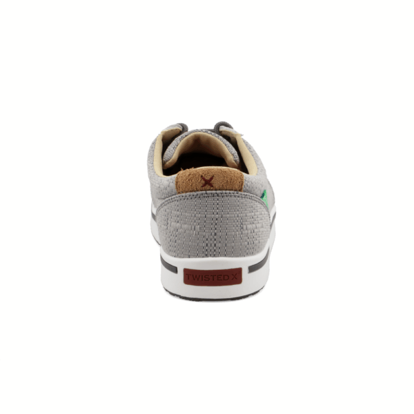A look at the back and heel of a Twisted X Men's Grey Nano Composite Safety Toe Work Kicks.