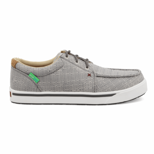 A right profile facing Twisted X Men's Grey Nano Composite Safety Toe Work Kicks.