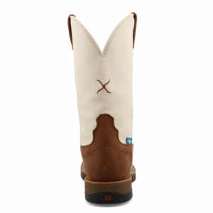 A look at the back and heel of a Twisted X Red, White, and Blue Waterproof Tech X Western Boot.