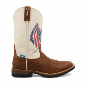 A right profile facing Twisted X Red, White, and Blue Waterproof Tech X Western Boot.