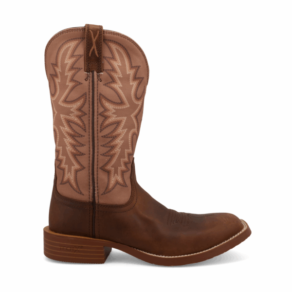 A right profile facing Twisted X Women's 11" Brown and Tobacco Tech X Western Boot.