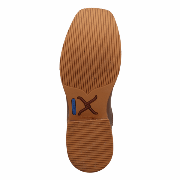 The sole of a Twisted X Women's 11" Brown and Tobacco Tech X Western Boot.