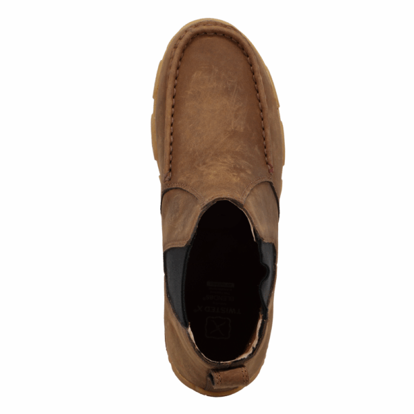 An overhead look at the Twisted X Women's 4" Peanut Chelsea Driving Moc Casual Shoe.