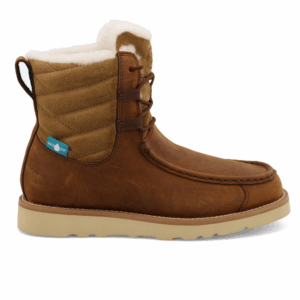 A right profile facing Twisted X Women's 6" Oiled Saddle and Nutmeg Waterproof Wedge Sole Boot.