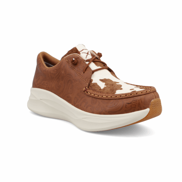 A 3/4 turned Twisted X Women's Cowhide Multi and Brown Patina Feather X Casual Shoe.
