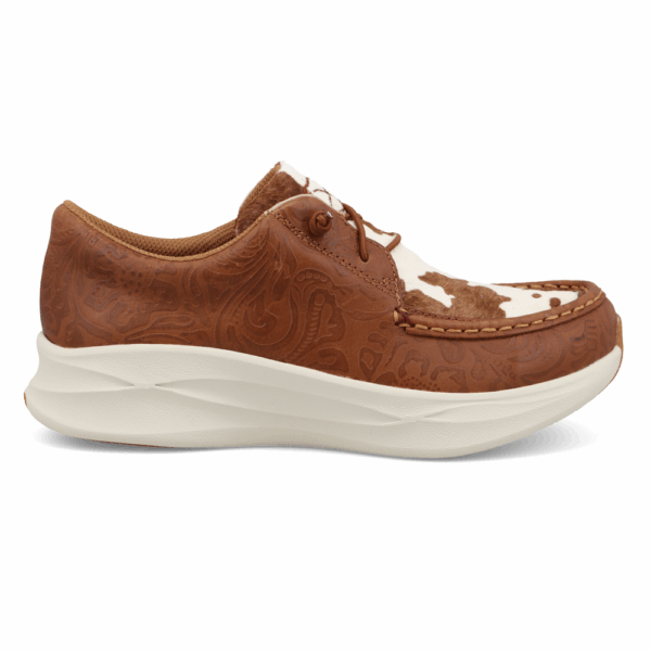 A right profile facing Twisted X Women's Cowhide Multi and Brown Patina Feather X Casual Shoe.