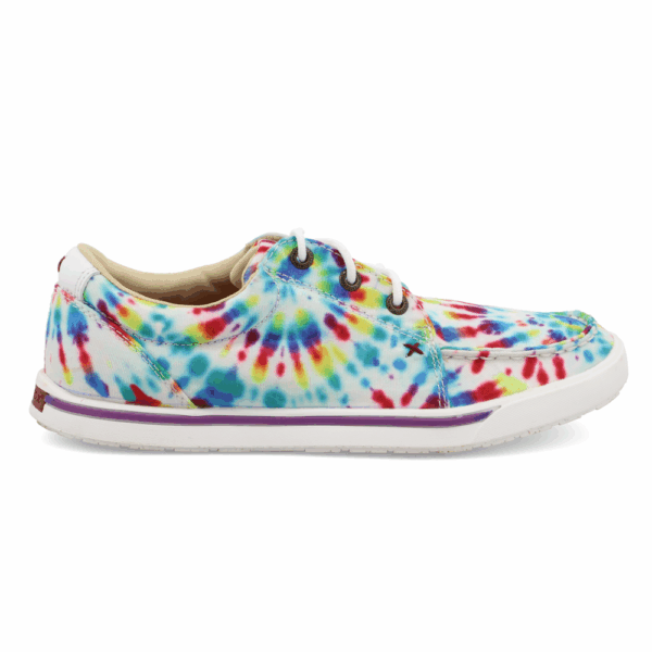 A right profile facing Twisted X Women's Multi Tie-Dye Kicks Casual Shoe.
