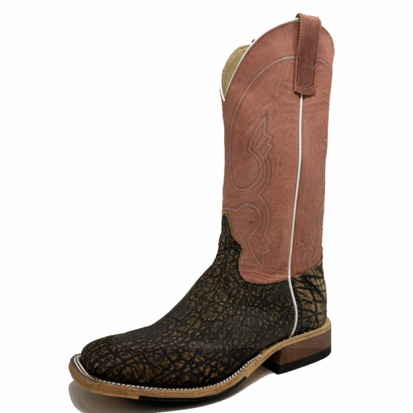 A 3/4 left turned Anderson Bean Antique Saddle Safari Elephant Men's Western Boot.