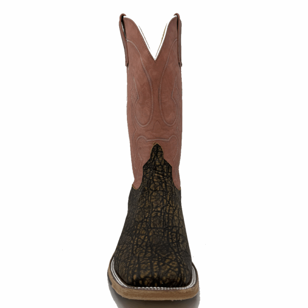 A forward facing look at an Anderson Bean Antique Saddle Safari Elephant Men's Western Boot.