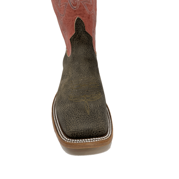 A look at the toe shape of an Anderson Bean Antique Saddle Safari Giraffe Men's Western Boot.