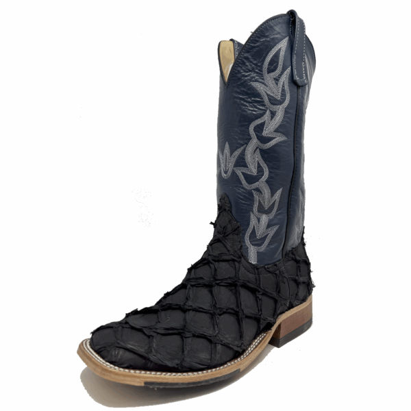 A 3/4 left turned Anderson Bean Black Matte Big Bass Men's Western Boot.