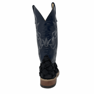 A shot of the heel of an Anderson Bean Black Matte Big Bass Men's Western Boot.