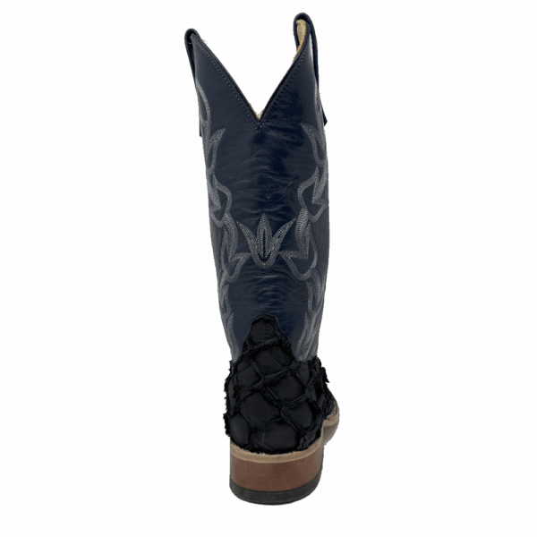 A shot of the heel of an Anderson Bean Black Matte Big Bass Men's Western Boot.